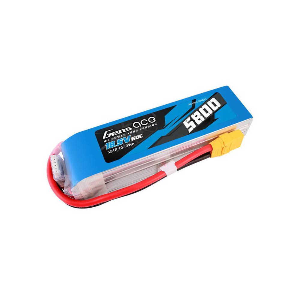 Gens ace 5800mAh 60C 18.5V 5S1P Lipo akku XT90-liittimella