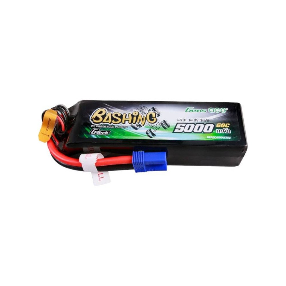 Gens ace G-Tech 5000 mAh 14,8 V 4S1P 60C Lipo akkupaketti EC5 Plug-Bashing -sarjalla