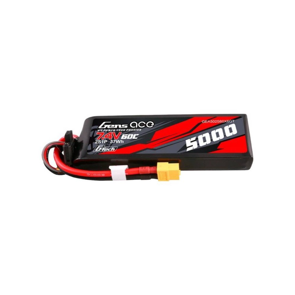 Gens ace G-Tech 5000mAh 7.4V 60C 2S1P Lipo PC materiala korpuss ar XT60 spraudni