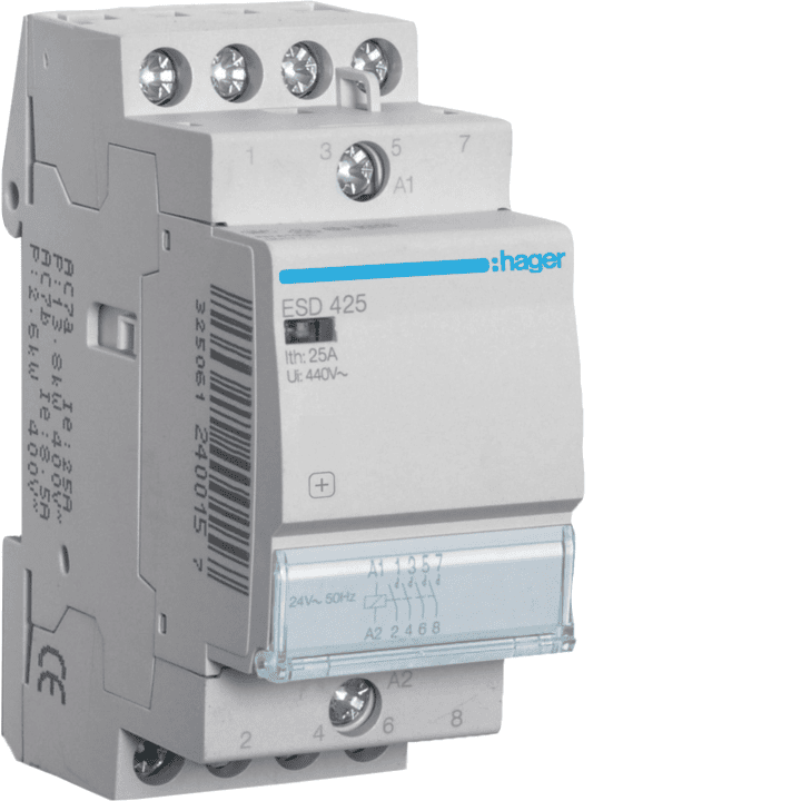 Hager ESD425 Contactor 25A 4NO 24V