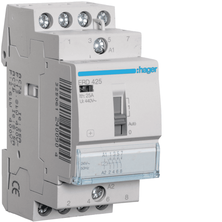 Hager ERD425 nepaisymo kontaktorius 25A 4NO 24V