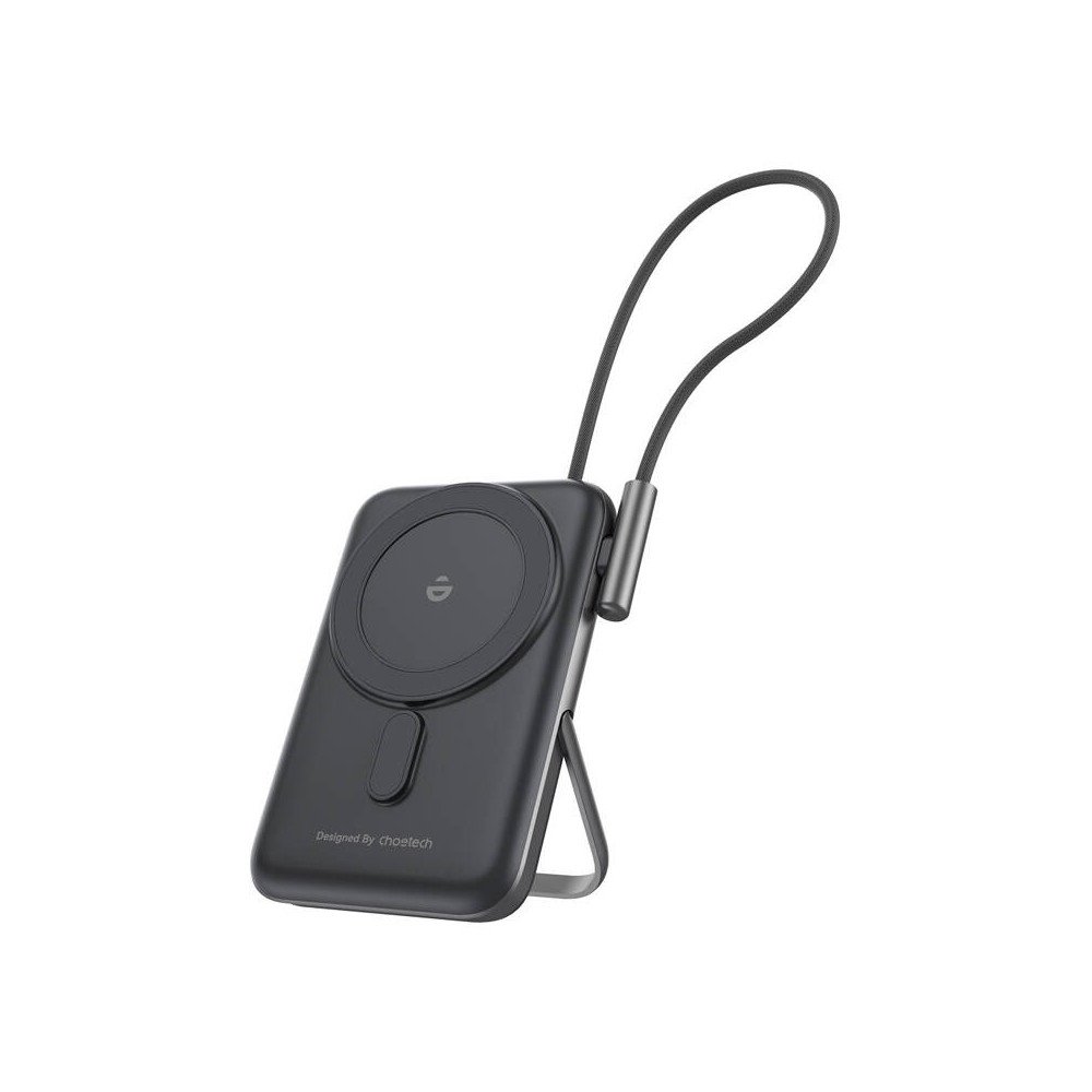 Choetech B735 magnetiska jaudas banka 10000mAh 20W PD + USB-C kabelis (melns)