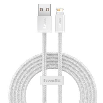 Baseuse dunaamiline USB-kaabel Lightningiga, 2,4A, 2m (valge)