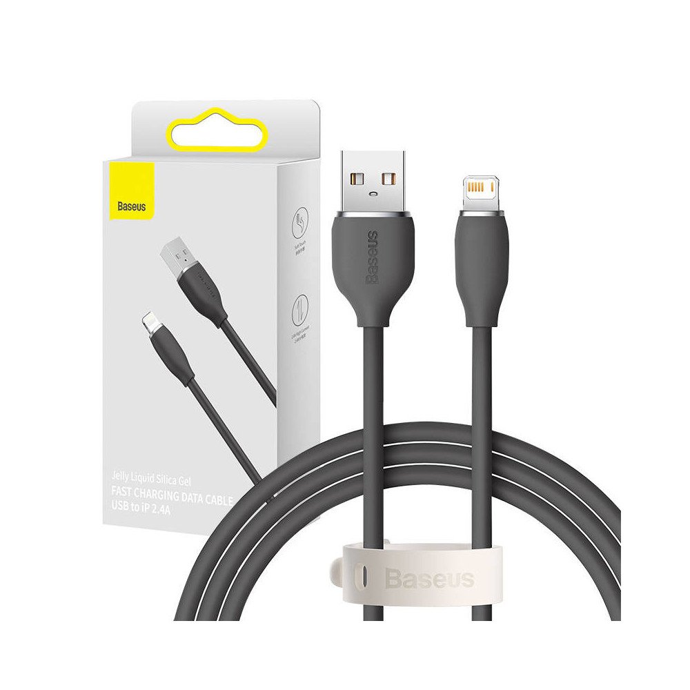 Baseus Jelly USB-kaabel Lightningiga, 2,4A, 1,2m (must)