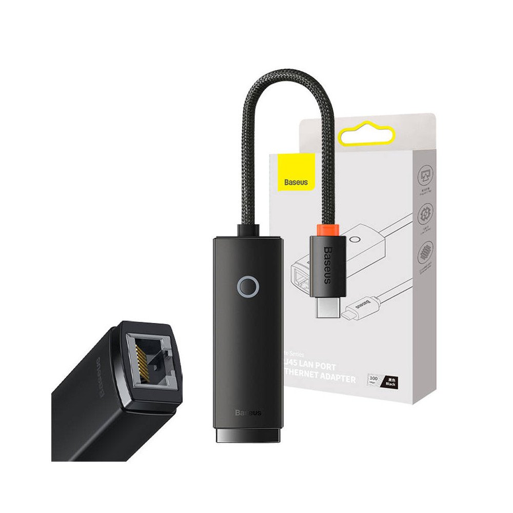 Baseus Lite Series USB-C to RJ45 network adapter, 100Mbps (black)
