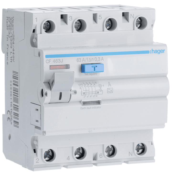 Hager CF463J RCCB 4P 63A 300mA Type A