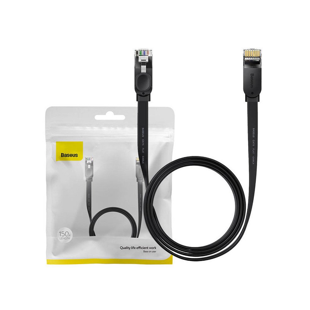 Baseus Ethernet RJ45, 1 Gbps, 1,5 m tinklo kabelis (juodas)
