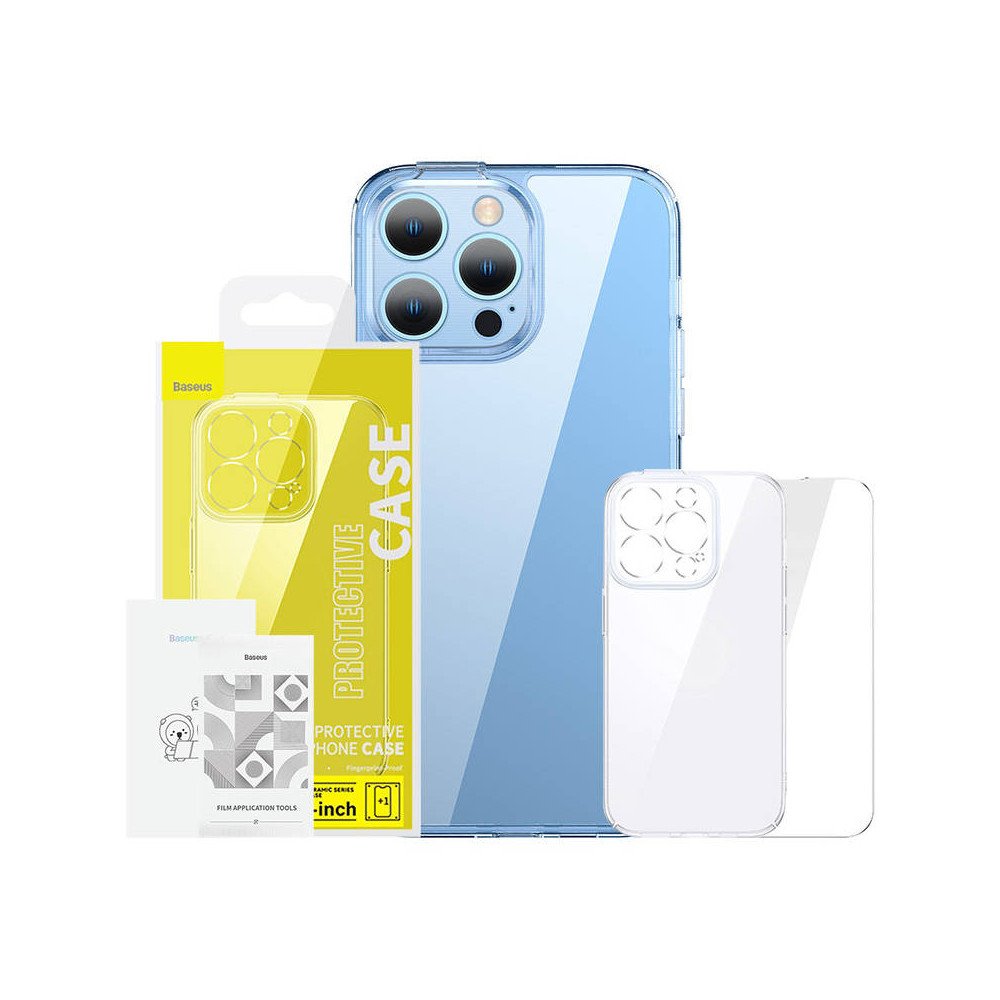 Baseus SuperCeramic labipaistev klaasumbris ja karastatud klaaskomplekt iPhone 14 Plus jaoks
