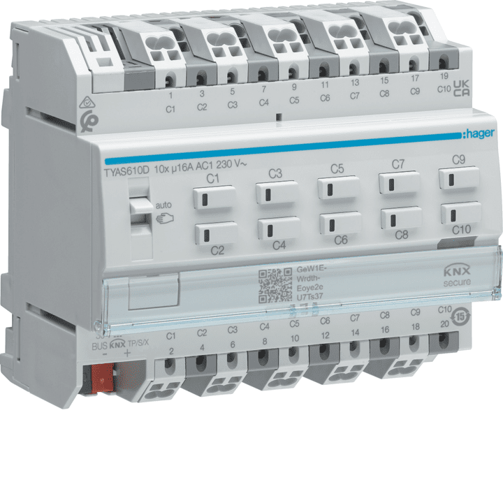 Hager TYAS610D Output Module 10-fold 16A C-Load Adapted