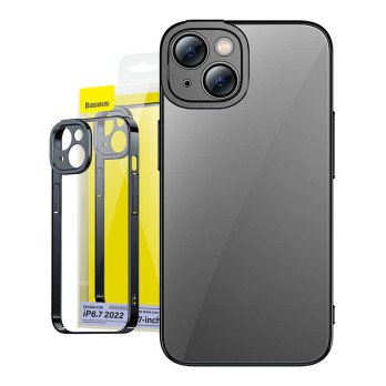 Baseus Glitter lapinakyva kotelo ja karkaistu lasisetti iPhone 14 Plus:lle (musta)