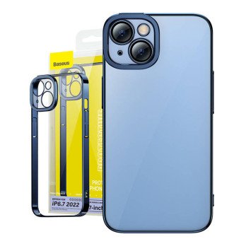 Baseus Glitter caurspidigs korpuss un rudita stikla komplekts iPhone 14 Plus (zils)