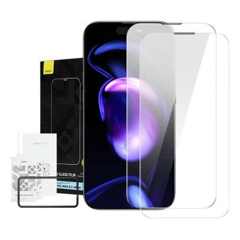 Tolmukindel Baseus Crystal karastatud klaas, 0,3 mm iPhone 14 Pro Max jaoks (2 tk)