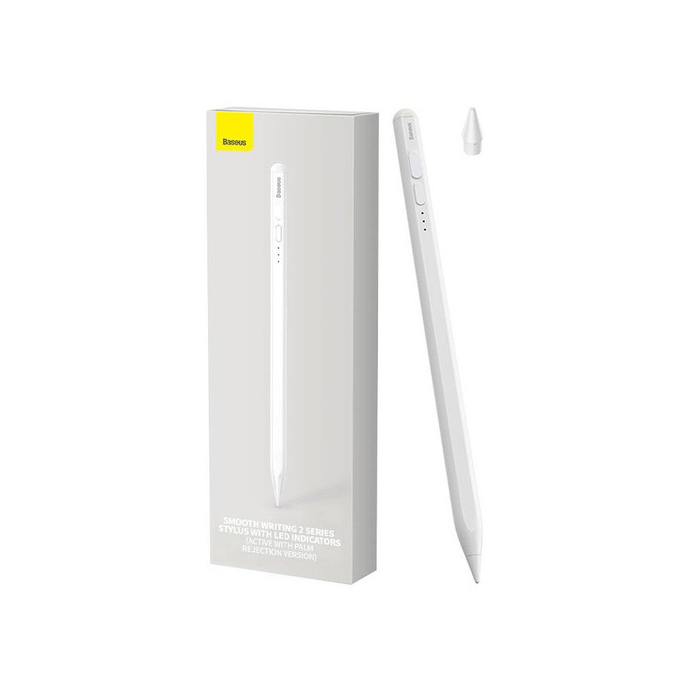 Smooth Writing Stylus with LED Indicators (Active) White