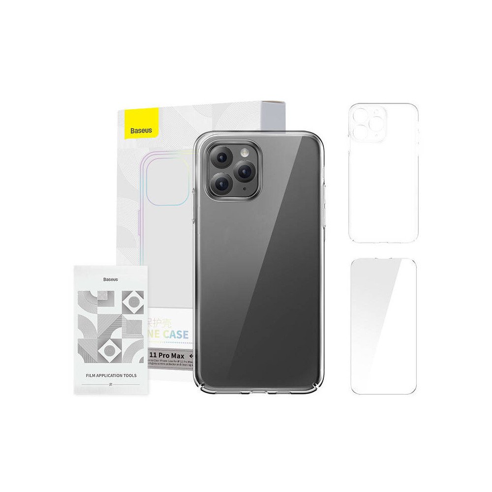 Case Baseus Crystal Series iPhone 11 pro max jaoks (selge) + karastatud klaas + puhastuskomplekt