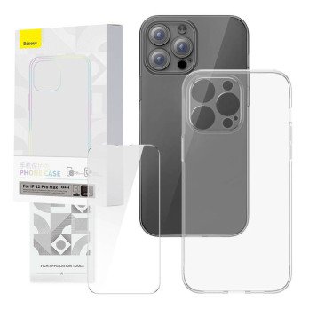 Labipaistev umbris ja karastatud klaasist komplekt Baseus Corning iPhone 12 Pro Max jaoks