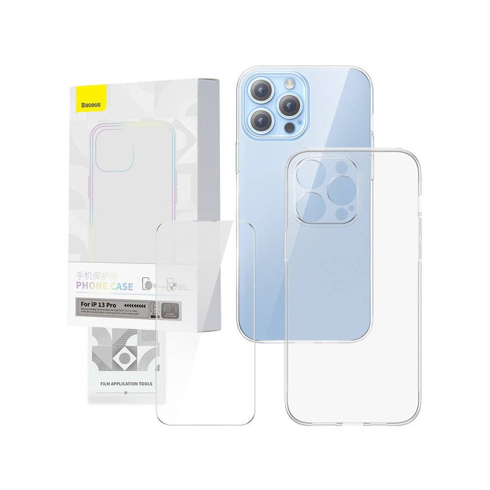 Labipaistev umbris ja karastatud klaasist komplekt Baseus Corning iPhone 13 Pro jaoks