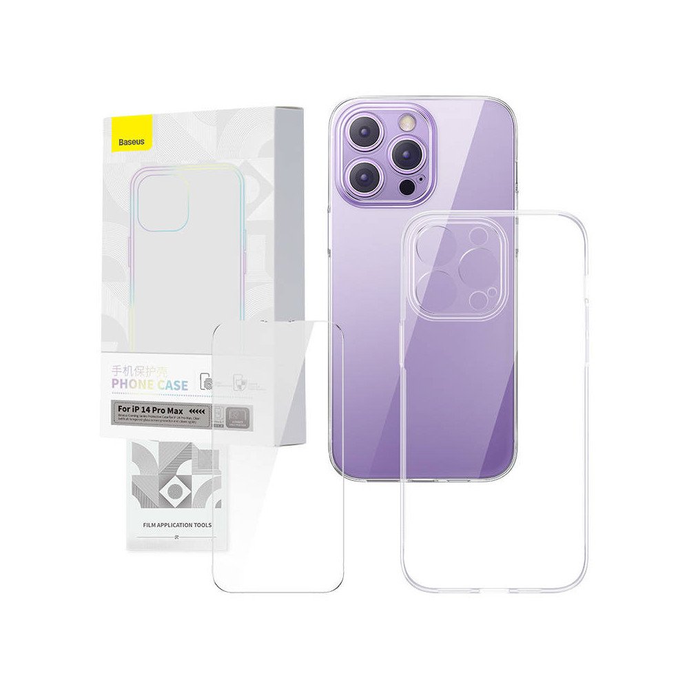 Lapinakyva kotelo ja karkaistu lasi -setti Baseus Corning iPhone 14 Pro Maxille
