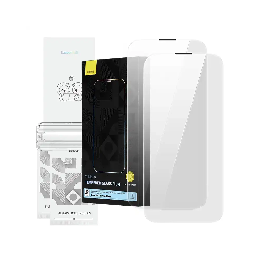 Karastatud klaasist Baseus Corning iPhone 14 Pro jaoks koos sisseehitatud tolmufiltriga