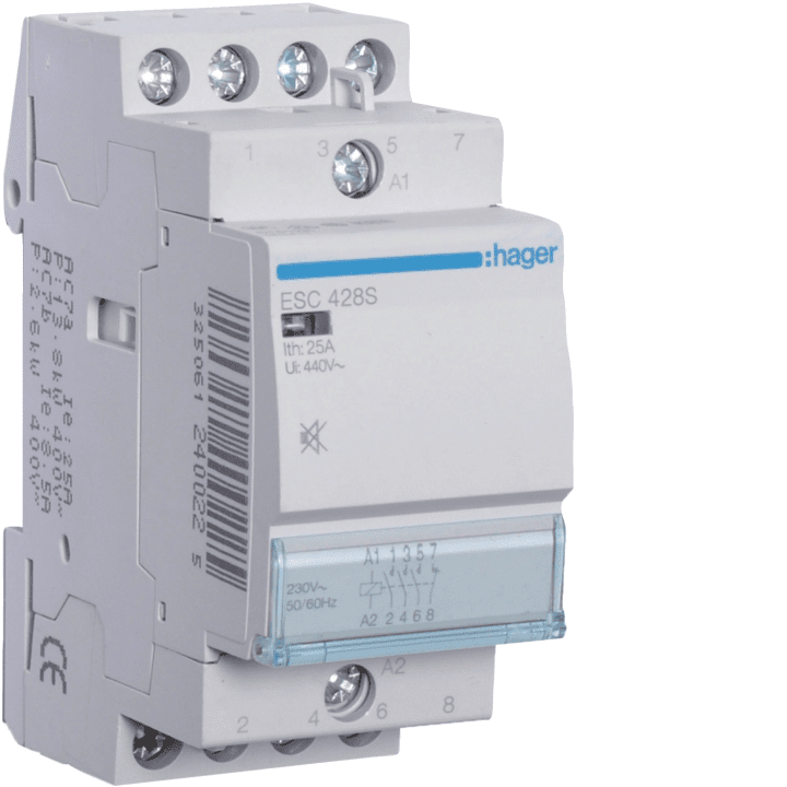 Контактор Hager ESC428S (Humfree), 25A, 3NO+1NC, 230V