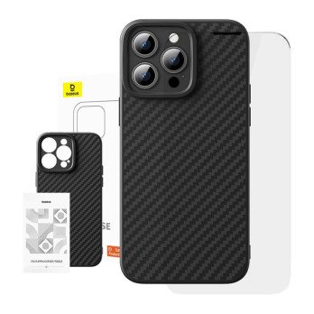 Case Baseus sunteetilisest kiust iPhone 15 Pro + karastatud klaas