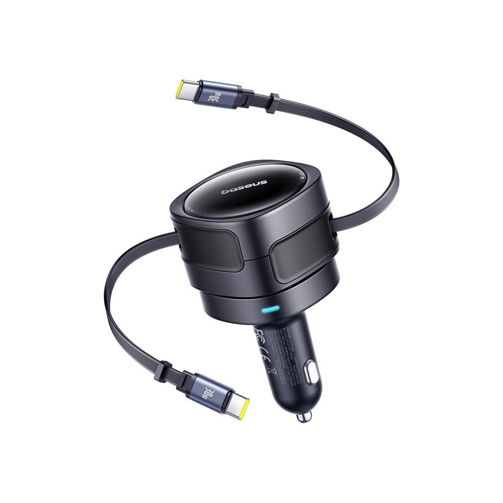 Baseus Enjoyment Max -autolaturi USB-C+USB-C-kaapeleilla 60W Musta
