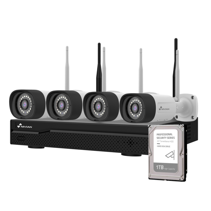 NIVIAN RETAIL NV-KIT1630W6-4CAM-1TB 4 kanālu PoE CCTV komplekts ar 4 kamerām un 1TB NVR