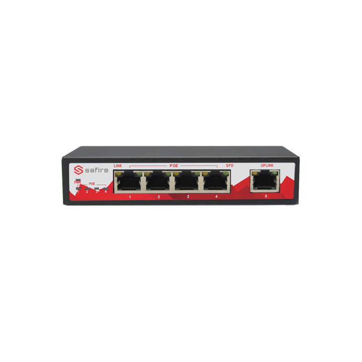 Коммутатор SW0504POE-GIGA-65W, управляемый Gigabit PoE+ коммутатор на 5 портов (4 PoE), 65W