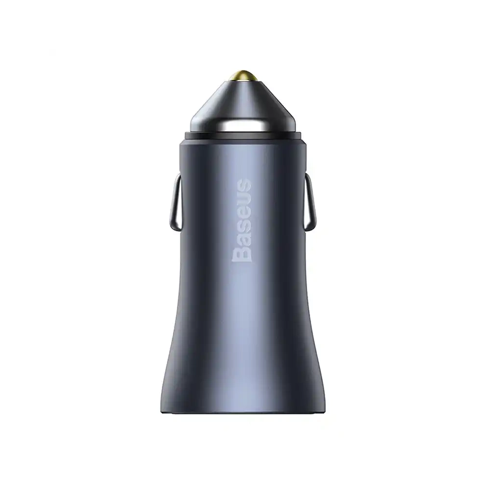 Baseus Golden Contactor Pro automobilinis ikroviklis USB + USB-C, QC4.0+, PD, SCP, 40 W (pilka) + CabelUSB iki USB-C 1 m (juodas