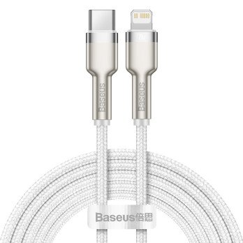 USB-C laidas, skirtas Lightning Baseus Cafule, PD, 20W, 2m (baltas)