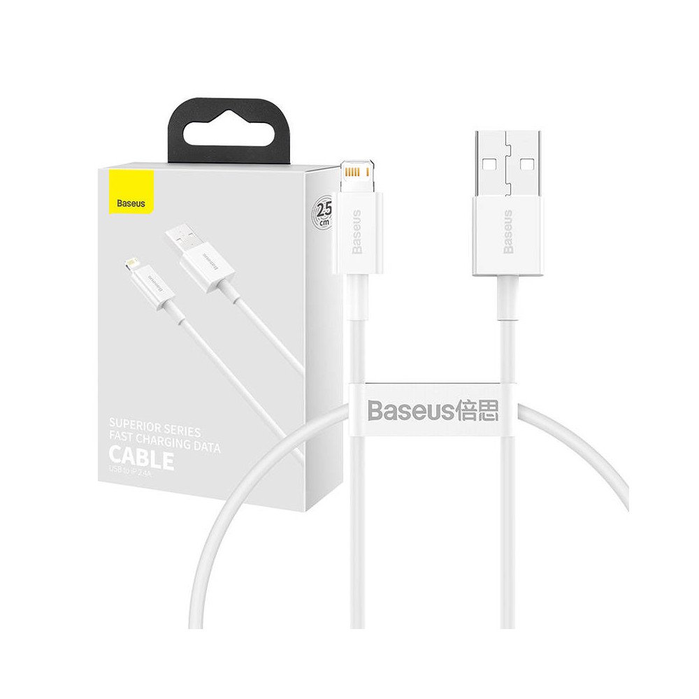 Baseus Superior -sarjan USB-kaapeli Lightningiin, 2,4 A, 0,25 m (valkoinen)