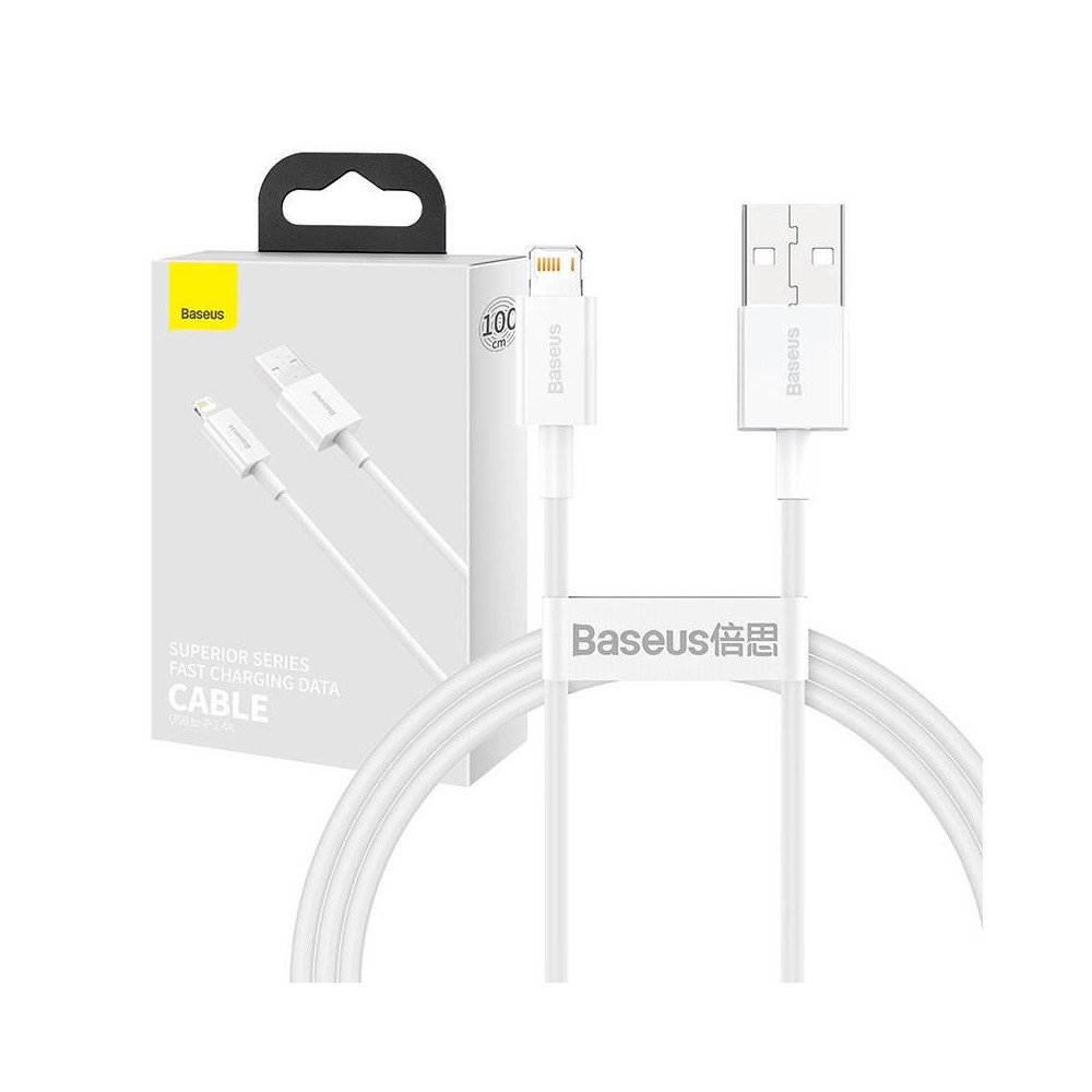 Baseus Superior serijos USB kabelis su Lightning, 2,4 A, 1 m (baltas)