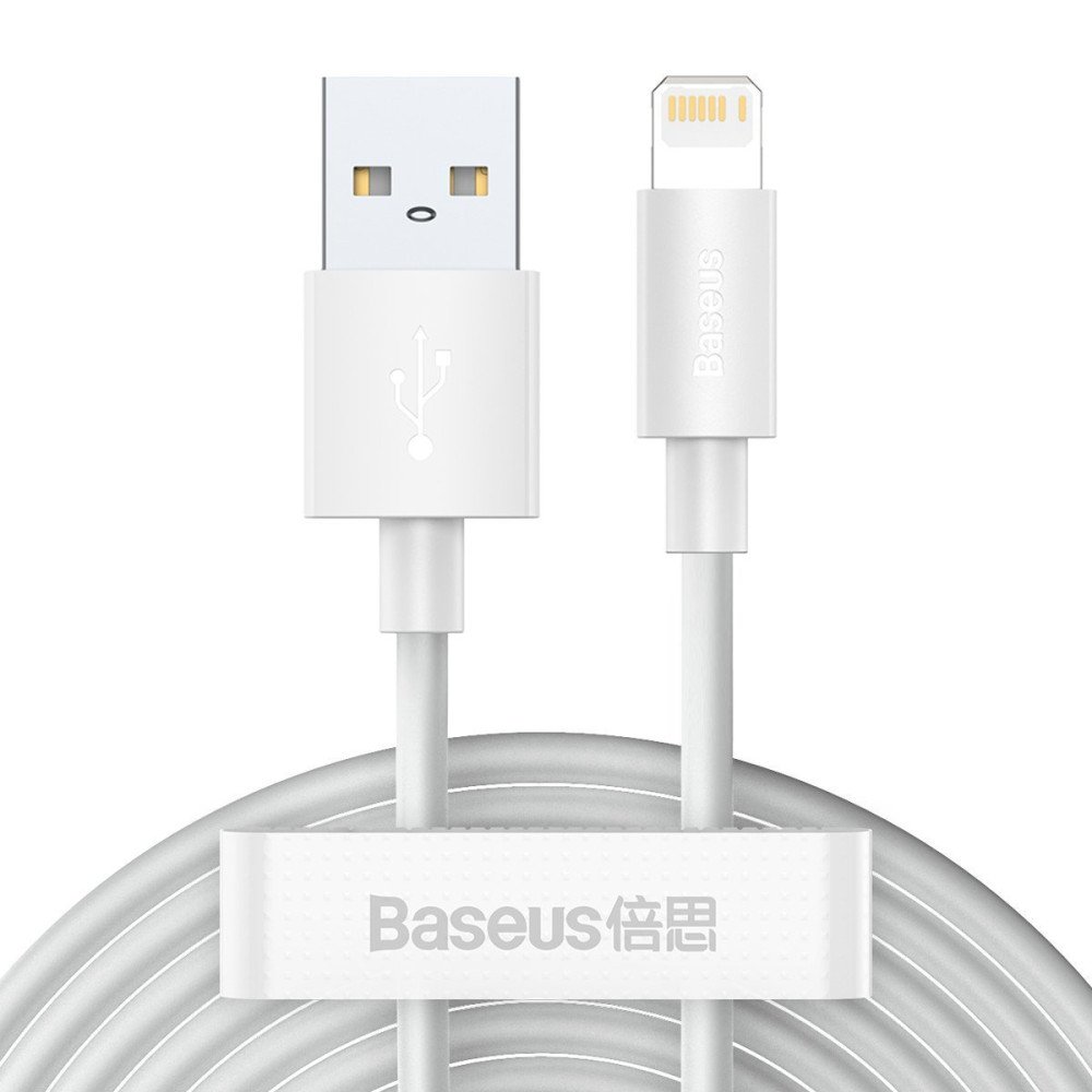 Baseus Simple Wisdom -datakaapelisarja USB-Lightning 2,4A (2kpl/sarja)1,5m valkoinen)