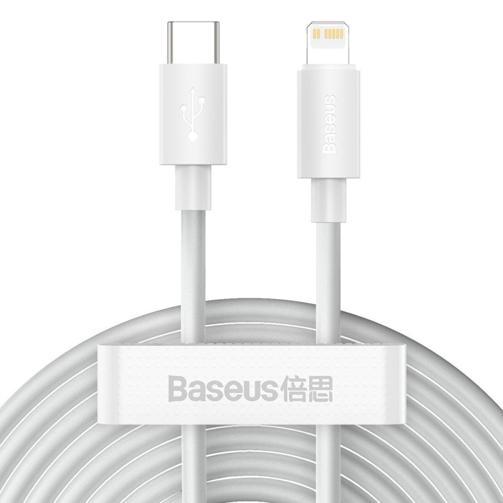Baseus Simple Wisdom -datakaapelisarja USB-C - Lightning PD 20 W (2 kpl/sarja) 1,5 m valkoinen