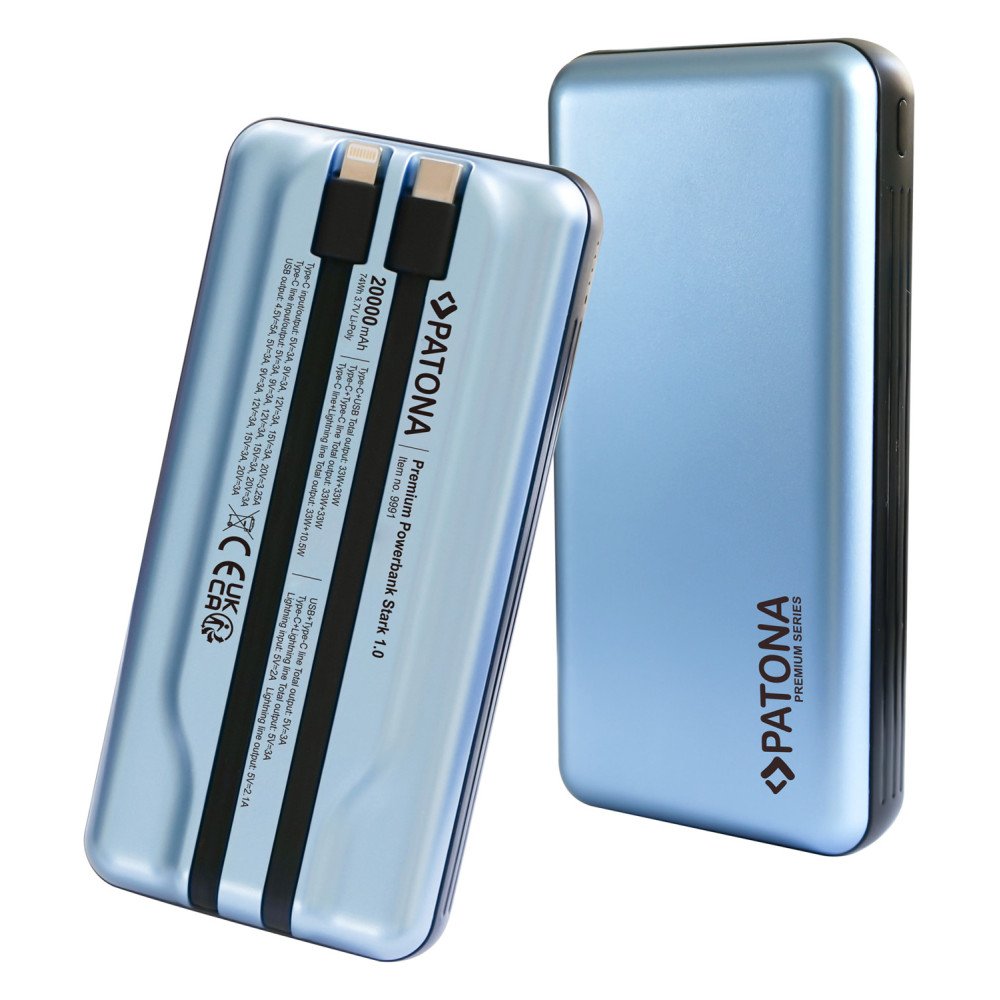 Powerbank Patona 20000 PD65W Li-Pol 3A - USB-C/Lightning