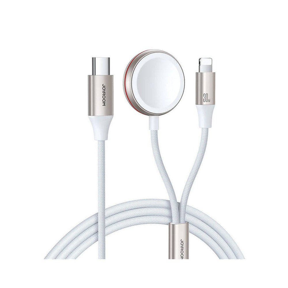 Fast Charging Magnetic Charger 2-in-1 Joyroom S-IW012 30W 1.5m (White)