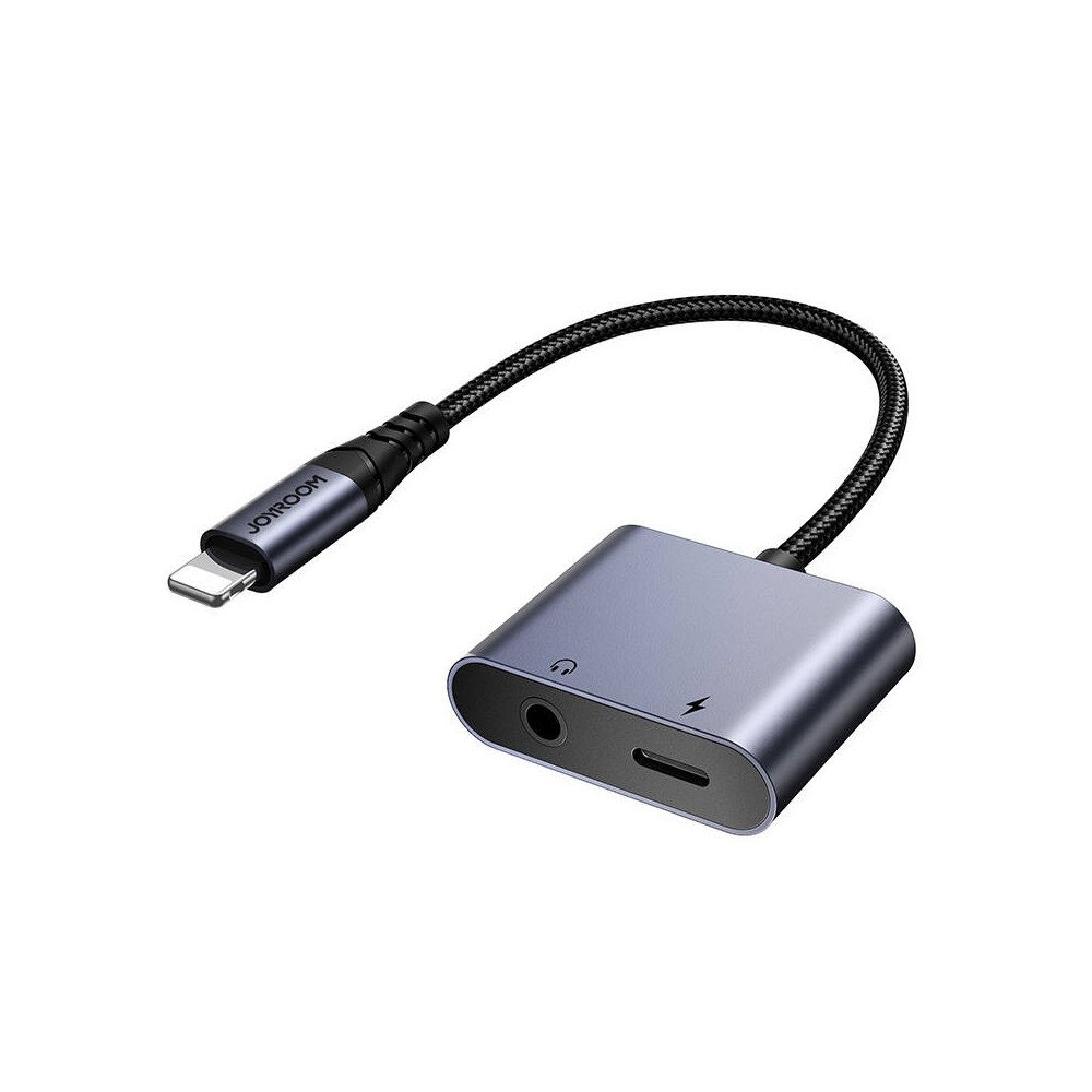 Du viename garso adapteris Joyroom SY-L01 Lightning iki 3,5 mm + Lightning (juodas)