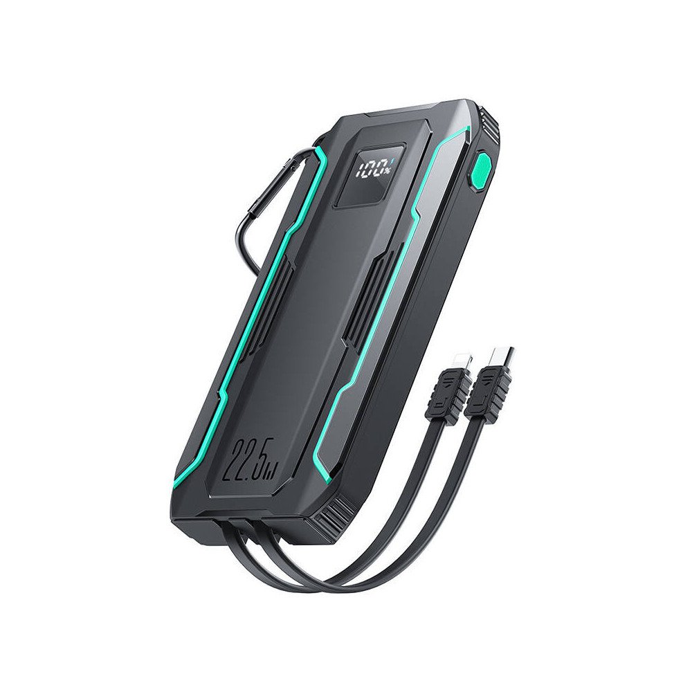 Powerbank Joyroom JR-L017 10 000 mAh, 22,5 W, Lightning + USB-C-kaapeli (musta)