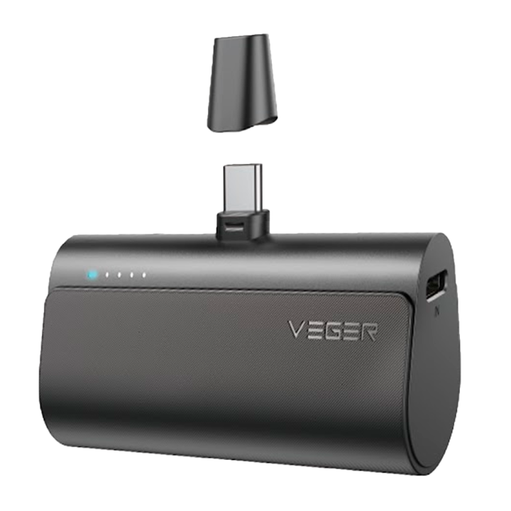 VEGER VG-W0556 5000 mAh Power Bank Melns