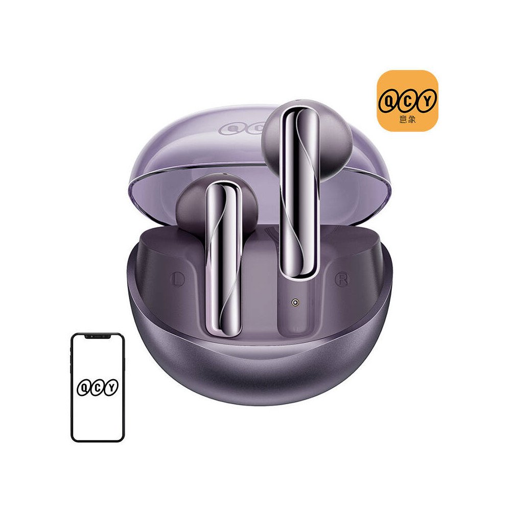 TWS QCY AilyBuds Clear T32 -kuulokkeet (violetti)