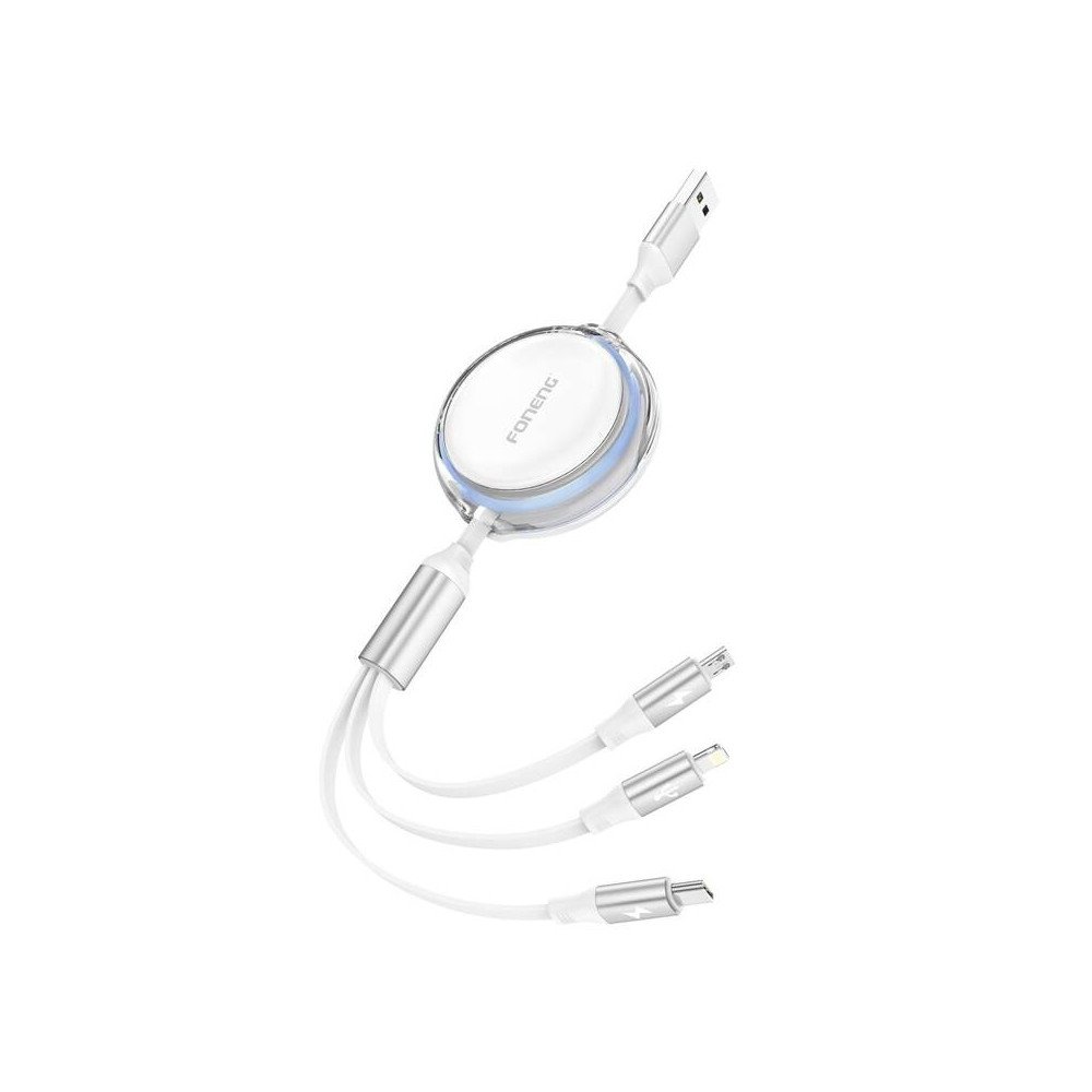 Foneng X113 3-in-1 kaapeli 1,1M valkoinen