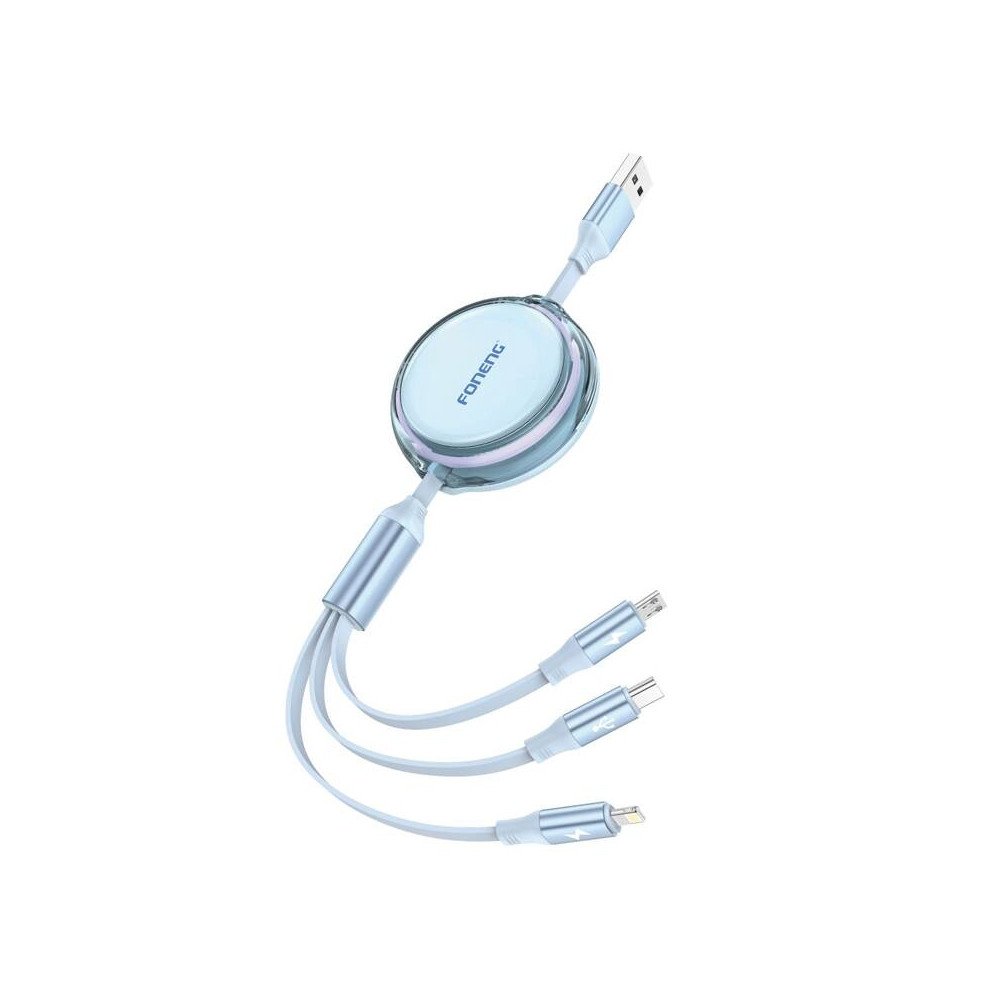 Foneng X113 3-in-1 kabelis 1,1M melynas