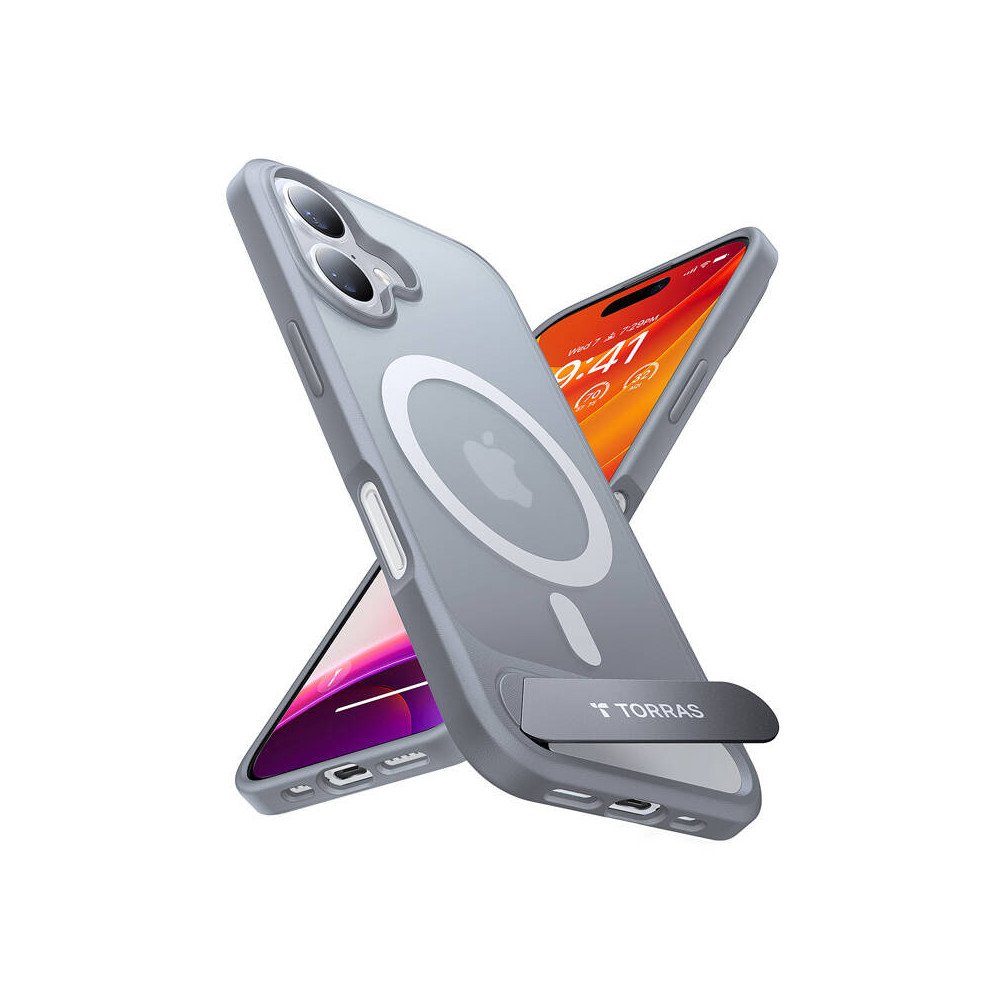 Etui Torras Pstand serija iPhone 16 Plus (titano pilka)