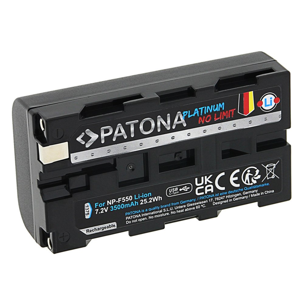Aku Sony NP-F550/F750/F950 3500mAh Li-Ion Platinum USB-C laadimine