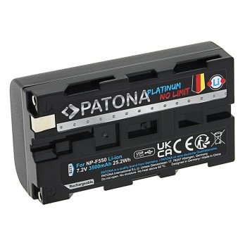 Aku Sony NP-F550/F750/F950 3500mAh Li-Ion Platinum USB-C laadimine