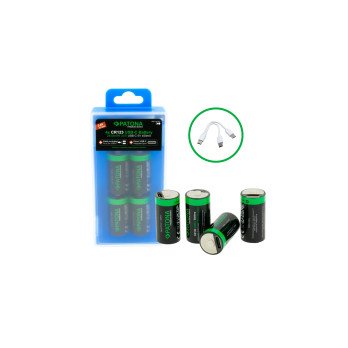 Baterija CR123A Li-lon 800mAh 3,7V-4ks su USB-C ikrovikliu