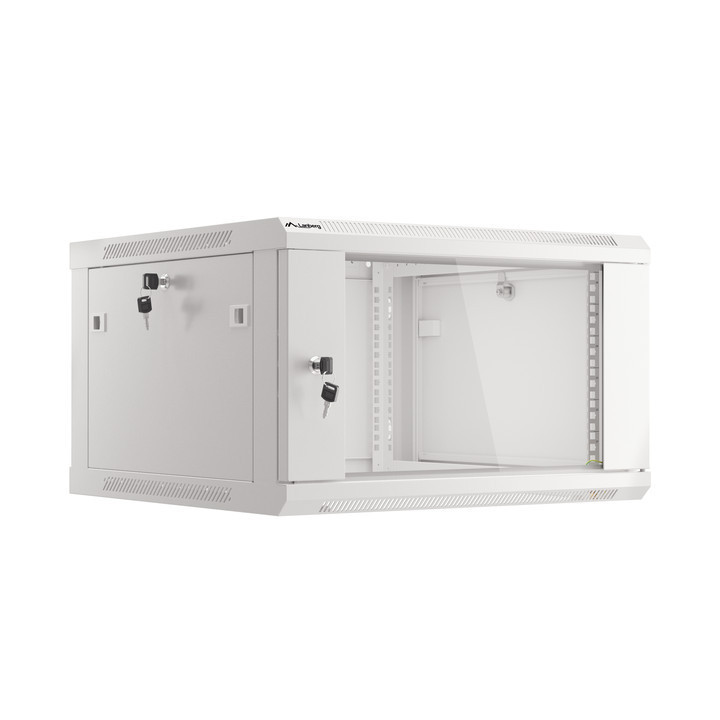 Lanberg :: Rack Cabinet 19” Sienas stiprinājums 6U/600X600 (plakans iepakojums) V2 pelēks, stikla durvis