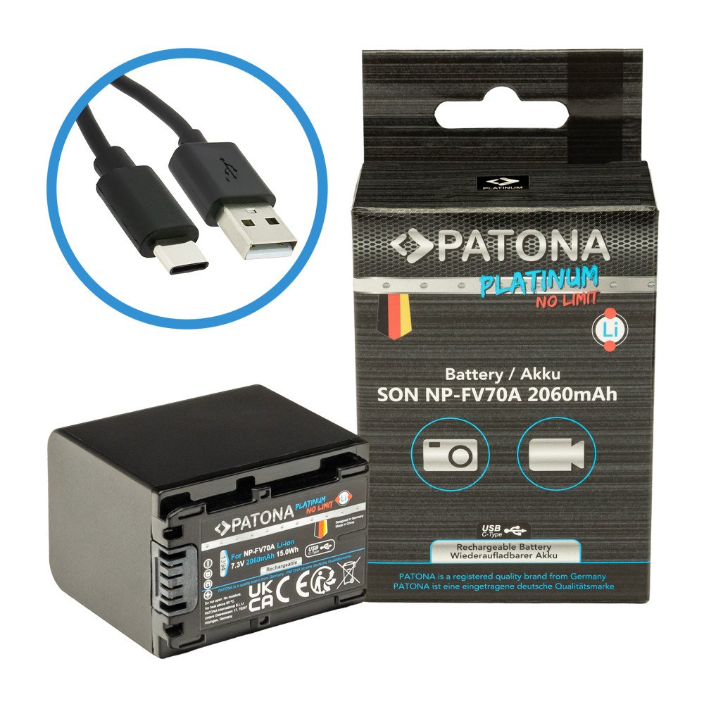 Aku Sony NP-FV70A 2060mAh Li-Ion Platinum USB-C charging