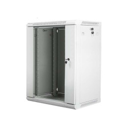 Lanberg :: Rack Cabinet 19” Sienas stiprinājums 15U/600X450 (plakans iepakojums) V2 Pelēks, Stikla durvis