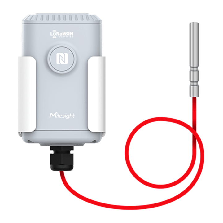 MILESIGHT MS-EM500-PT100-868M-T500 LoRaWAN temperatūros jutiklis – PT100 zondas, IP67, ilgo nuotolio