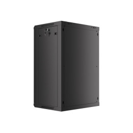 Lanberg :: Rack Cabinet 19” Sienas stiprinājums 18U/600X450 (plakans iepakojums) V2 Melns, Stikla durvis
